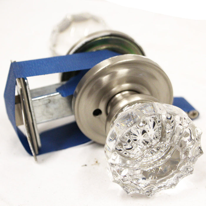 Baldwin 12 point crystal door knob set satin nickel