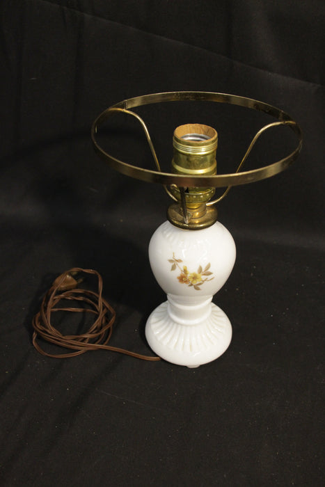 Vintage Milk Glass Accent Lamp Floral Design