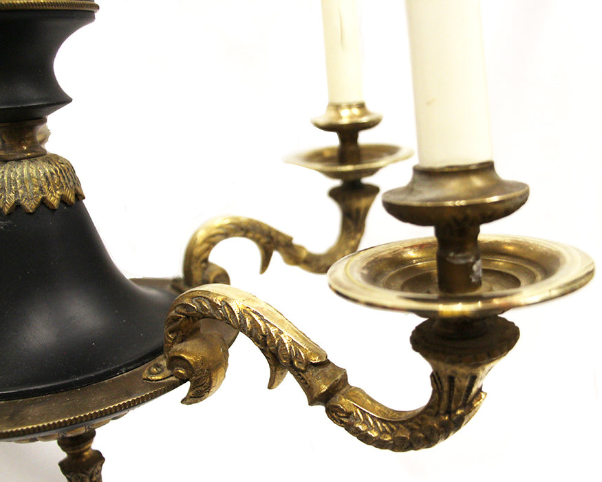 Antique Spanish Brass Chandelier 5 Light w Black Accent