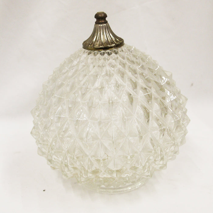 Vintage Diamond Point Globe Shade Glass and Metal Fitter