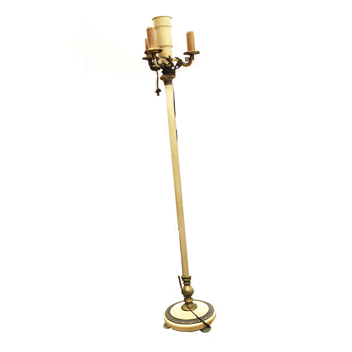 Antique 4 Light Brass & Metal Floor Lamp Candelabra Torchiere