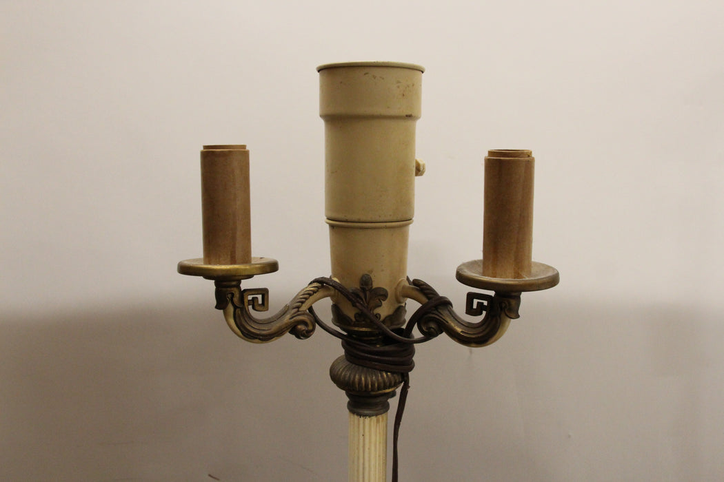 Antique 4 Light Brass & Metal Floor Lamp Candelabra Torchiere
