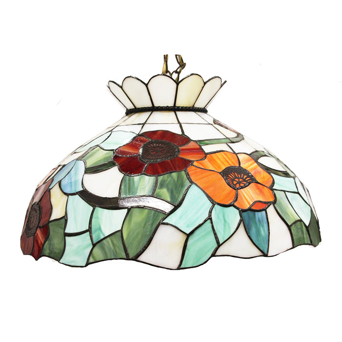 Tiffany Style Pendant Light Poppy Stained glass