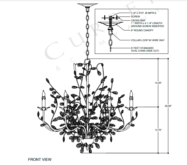 Currey & Company Crystal Buds 6 Light Cupertino Chandelier