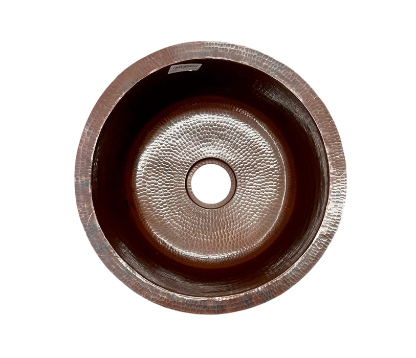 Native Trails CPS235 Diego 12 1/2" Single Bowl Drop-In/Undermount Round Hand Hammered Copper Bar and Prep Sink