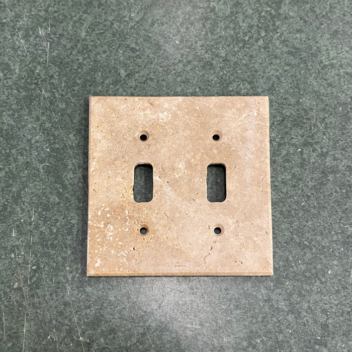 Double Toggle Stone Switch Plate in Dk Walnut