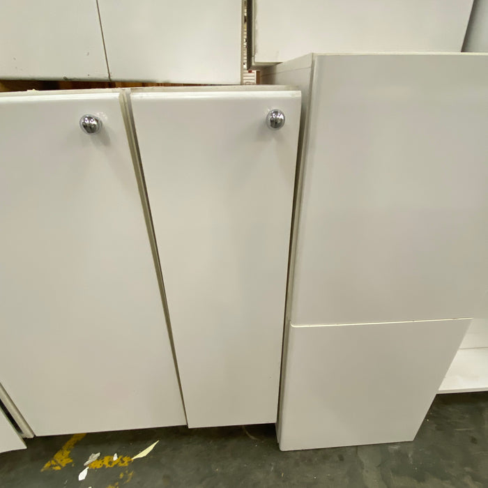 White Laminate Cabinet Set with Open Shelving Unit