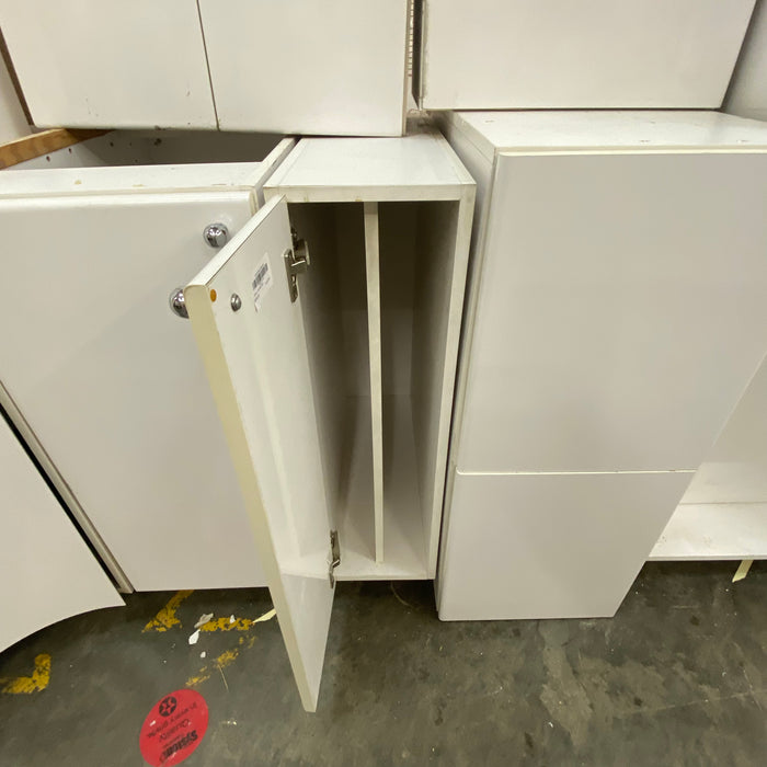 White Laminate Cabinet Set with Open Shelving Unit