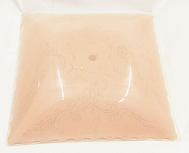 Vintage Glass Lampshade Printed Pink Square Floral Design Printed 12"