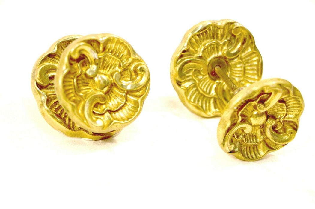 Antique Cabinet Handles Gold Finish Floral Design Stamped Drawer Pull Hardware