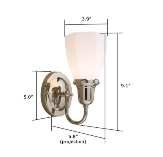Brass Light Gallery Wall Sconce Retro Polished Nickel Glass Shade