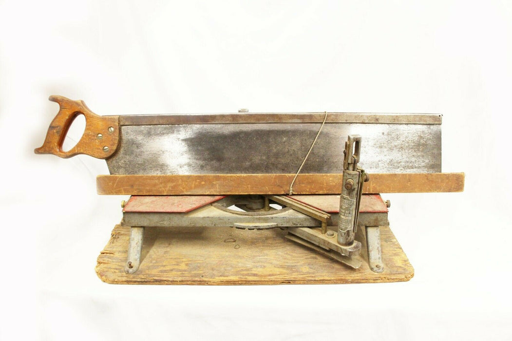 Antique Miller Falls no. 740 Miter box w 26" Saw Heavy Duty Wood Working Tools