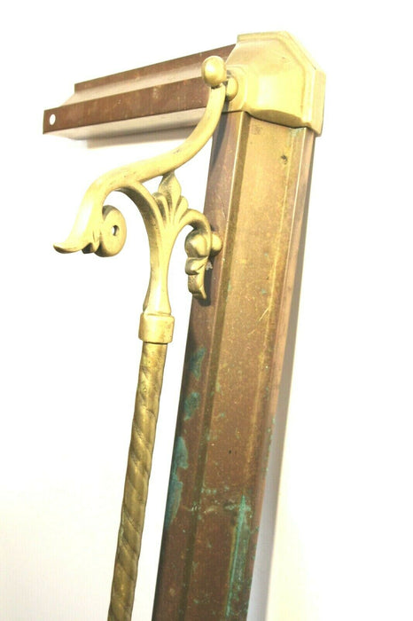 Antique Brass Fireplace Fender Bumper with Swirl Finials Victorian Design
