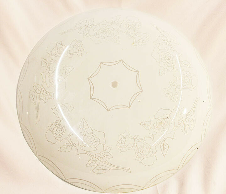 Glass Lampshade Printed White Circle Rose