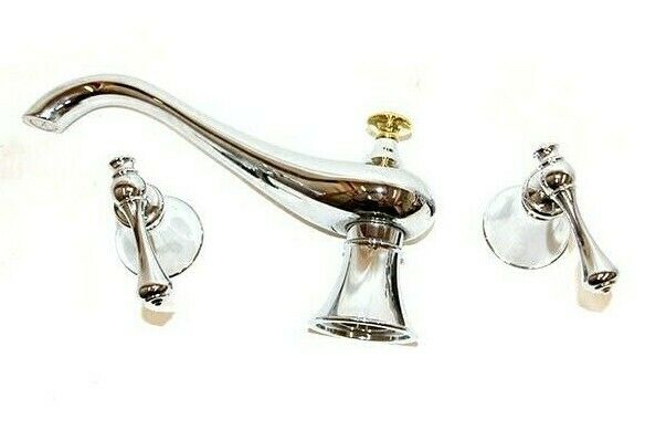 Kohler Revival Bathroom Faucet Chrome/Brass Deck Mount Widespread Level Handles