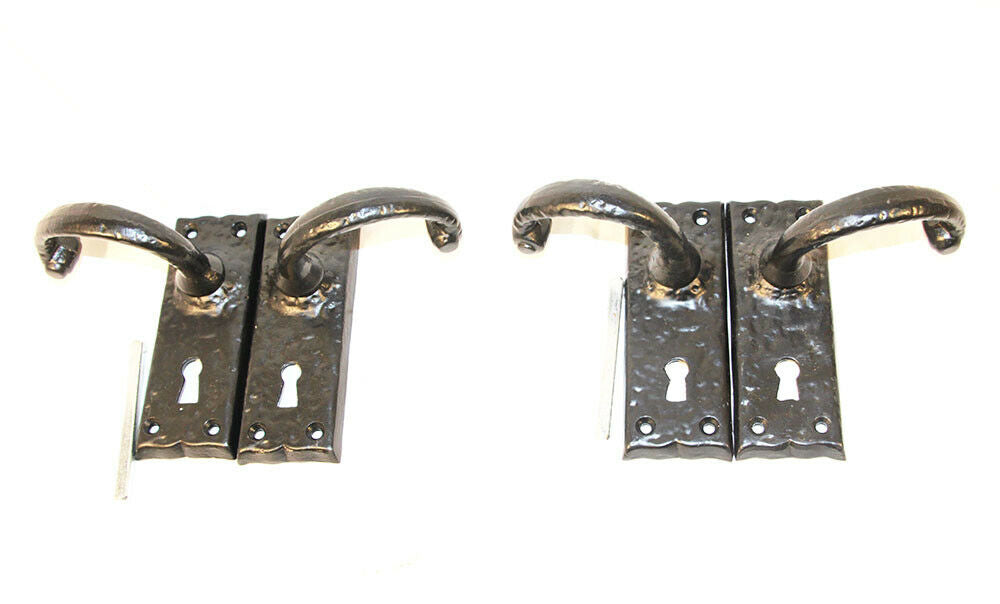 16.5" Faux Spade Strap Hinge & Door Lever Hardware Cast Iron Antique Style Lot