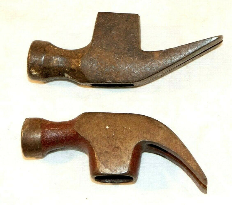 Antique Claw Hammer Heads Only Lot of 2 Tool Parts