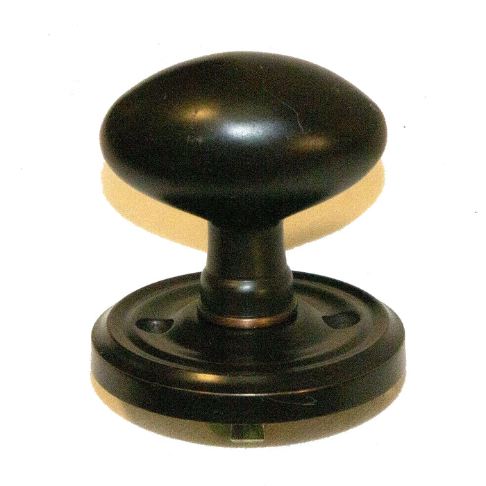 Period Oval Door Knob Spring Loaded Brushed Bronze Finish SINGLE