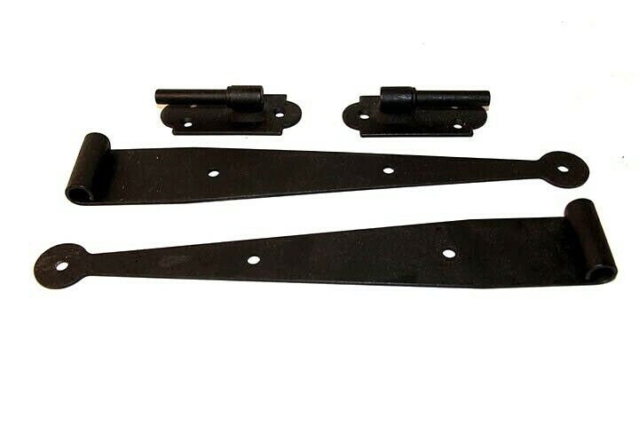 12" Steel Strap Hinge Off Set Bracket Pair Black Finish W. Rods and Plates