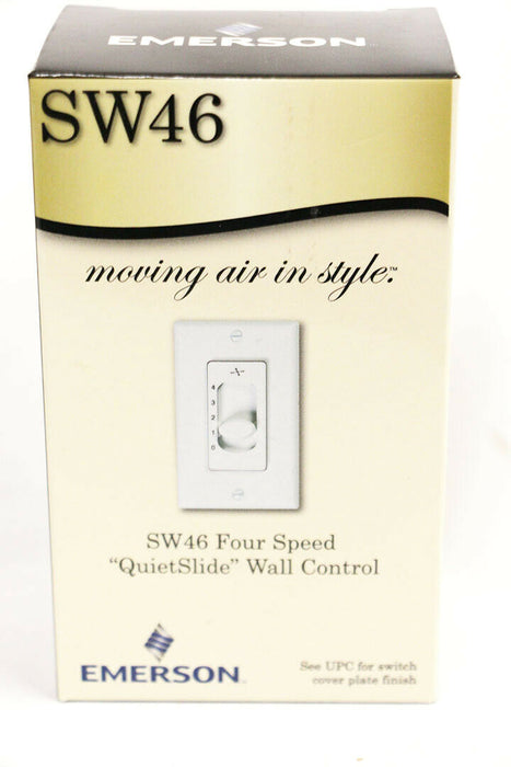 Emerson SW 46 4 Speed Wall Control Ceiling Fan "Quietslide" Wall Switch White