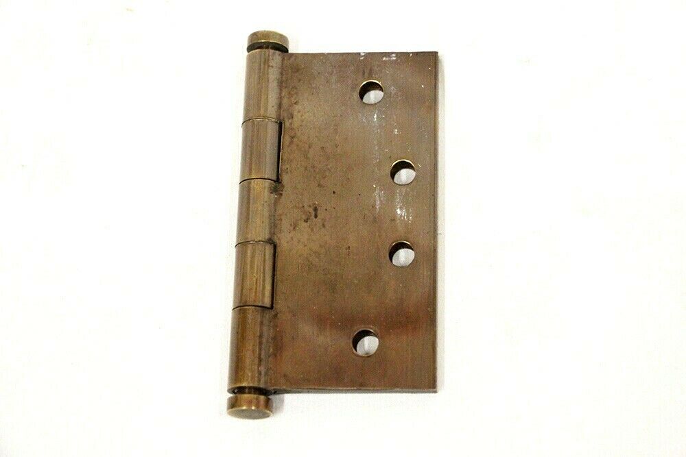 Period Brass 4 x 4" Solid Brass Square Corner Plain Bearing Mortise Hinges PAIR
