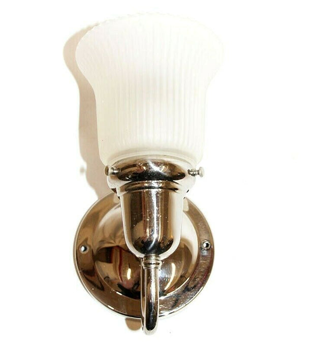 Brass Light Gallery Wall Sconce Retro Polished Nickel Glass Shade