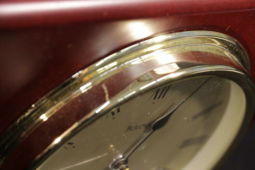 Bulova Wall Clock Citation Collection Mahogany Plaque Missing Office Decor