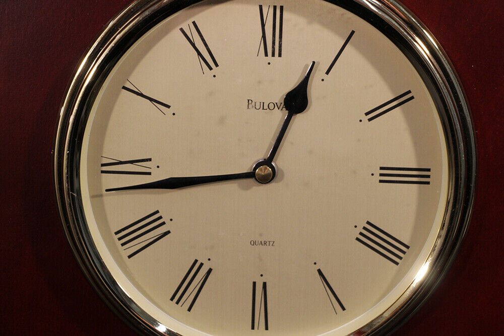 Bulova Wall Clock Citation Collection Mahogany Plaque Missing Office Decor
