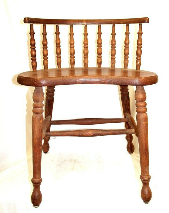 Vintage Wooden Vanity Chair Seat Antique Oblong Seating Mid Century