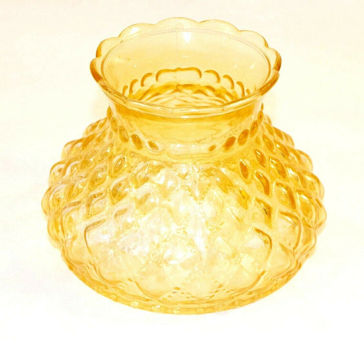 Vintage Fenton Glass Lampshade Orange Quilted Gas Lamp Antique Lighting