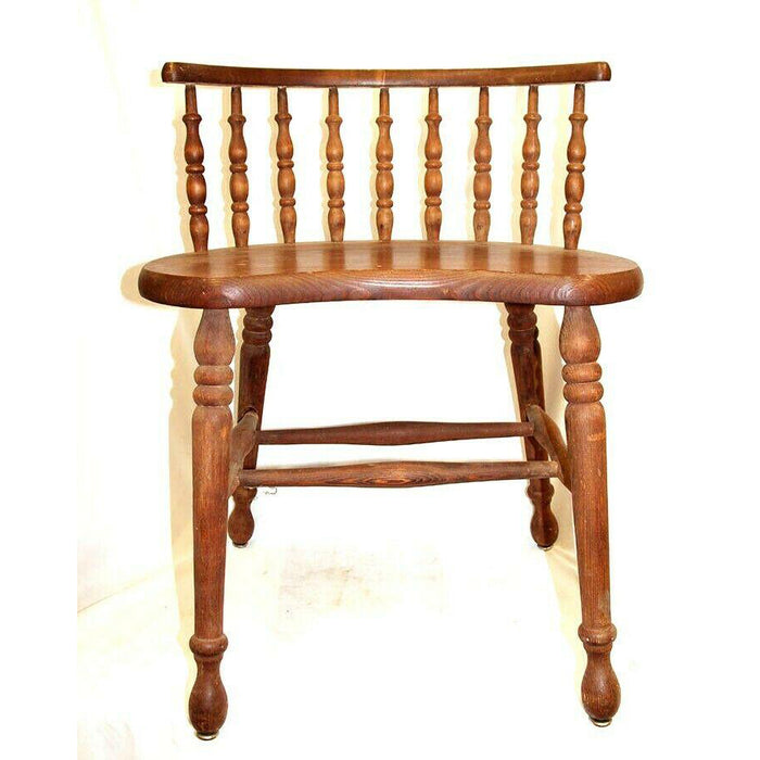 Vintage Wooden Vanity Chair Seat Antique Oblong Seating Mid Century