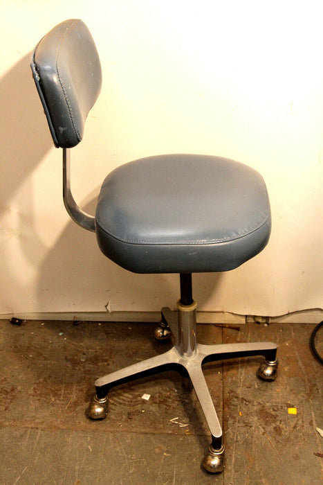 Vintage Mid Century Vinyl Office Chair Roller Swivel Chrome Casters Navy