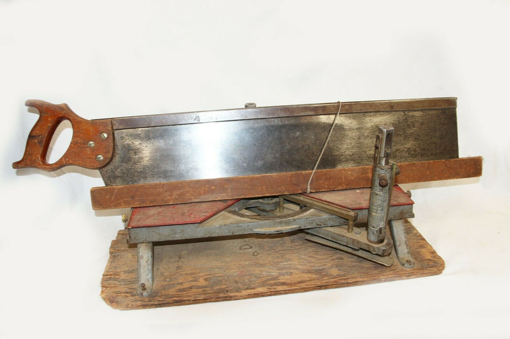 Antique Miller Falls no. 740 Miter box w 26" Saw Heavy Duty Wood Working Tools